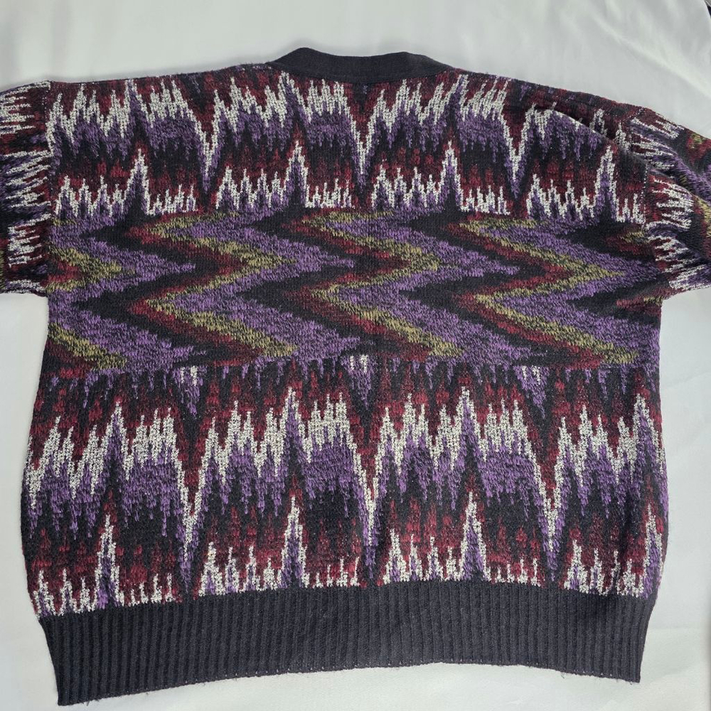 Men's Vintage Abstract Chevron Geometric Pattern V-neck Knit Cardigan - Picture 5 of 8